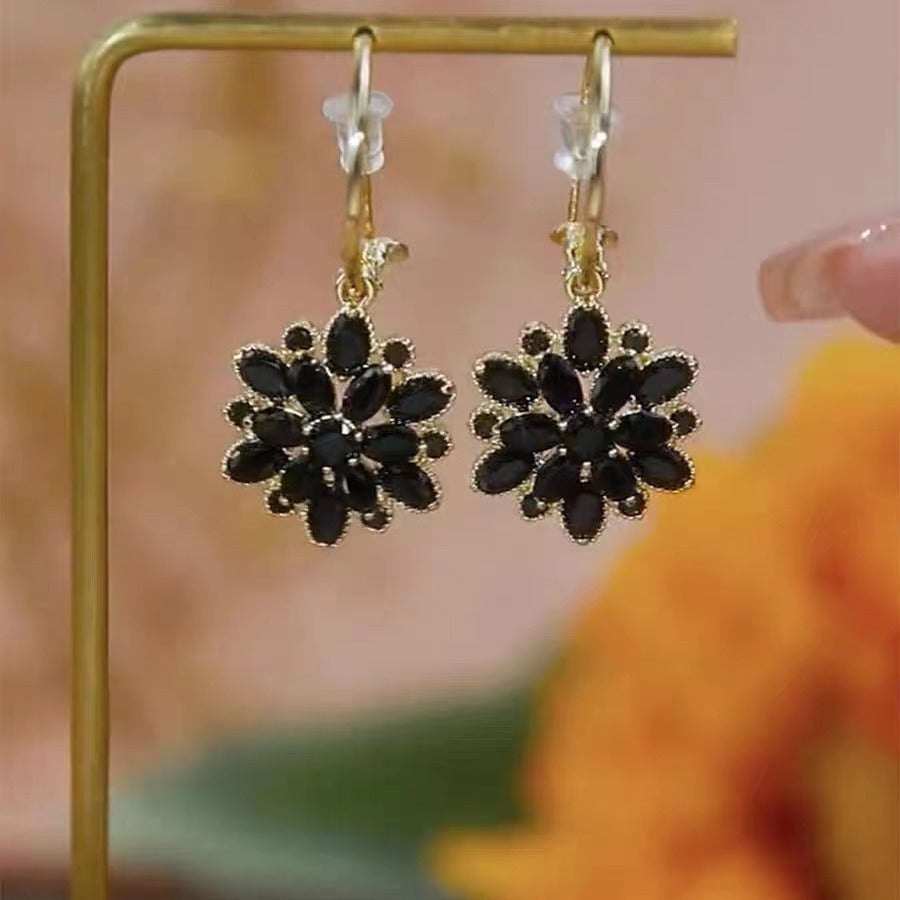 Double Layers Ice Flower Eardrops Sier Pin Beautiful Rings