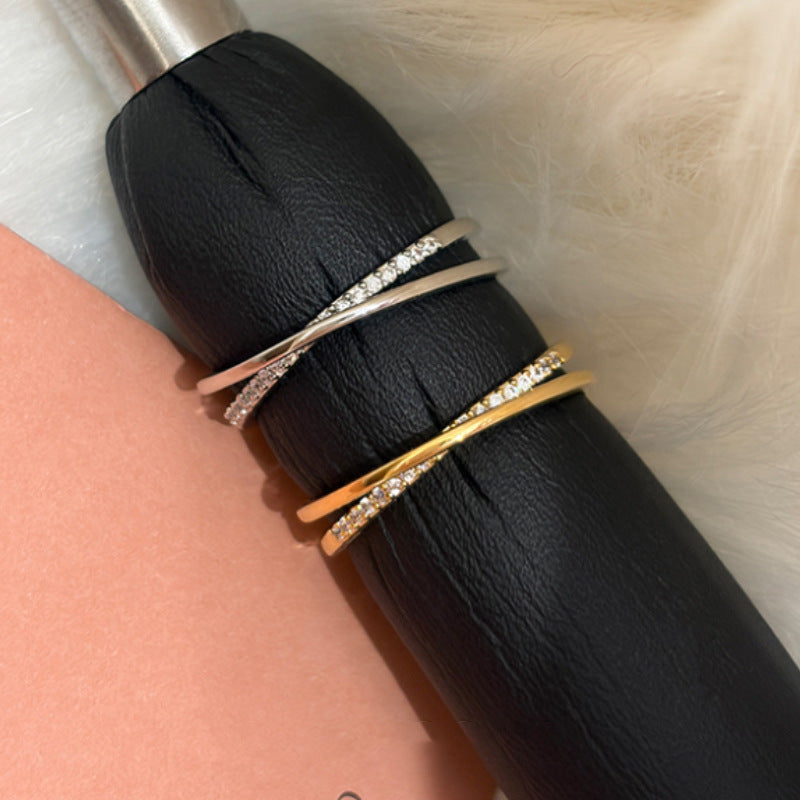 Minimalist Refined Zircon Cross Female Personality High-grade Light Luxury Rings