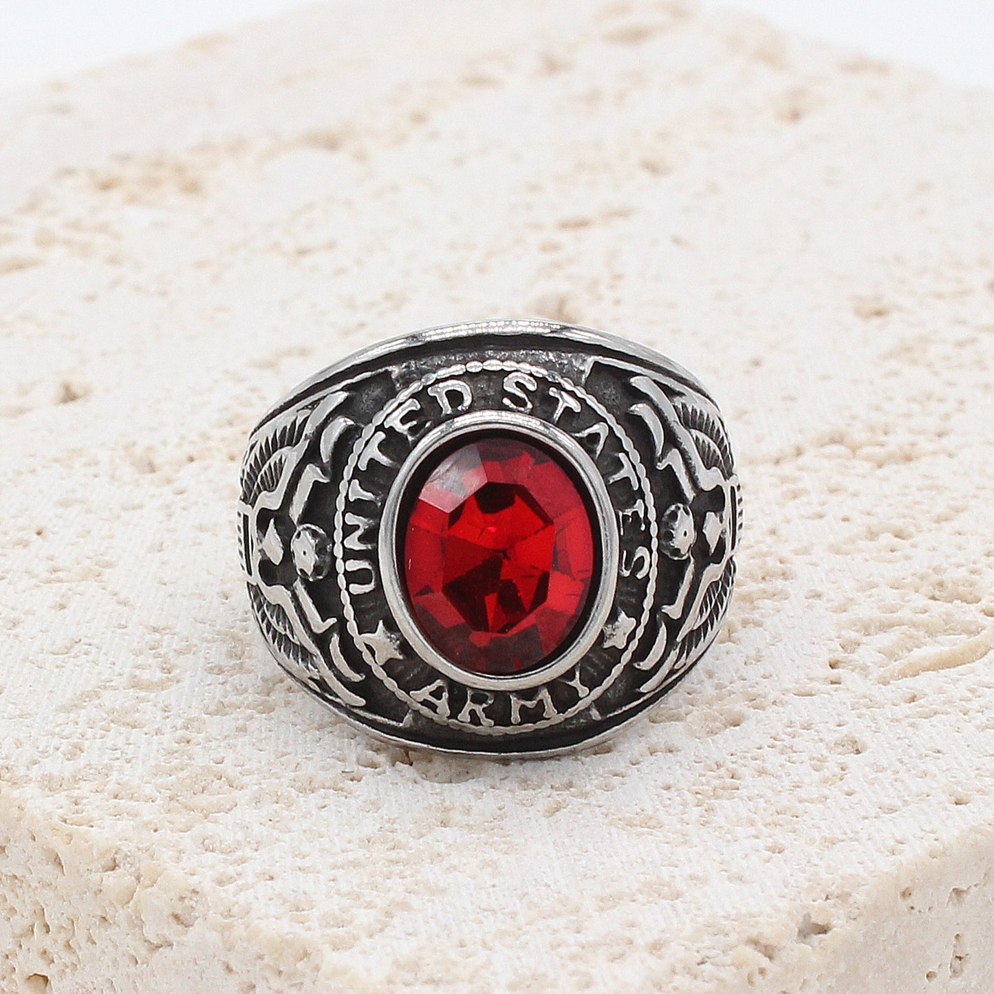 Men's Personality Retro Army Gem For Ring
