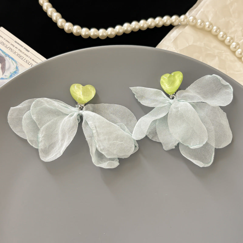 Needle Seaside Fairy Pearl Artificial Flower Tassel Female Stud Earrings