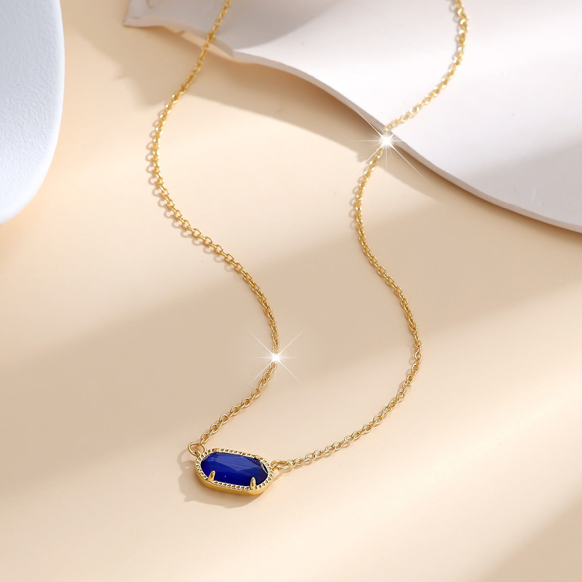 Colorful Birthstone Gold Female Style High-grade Clavicle Chain Necklace