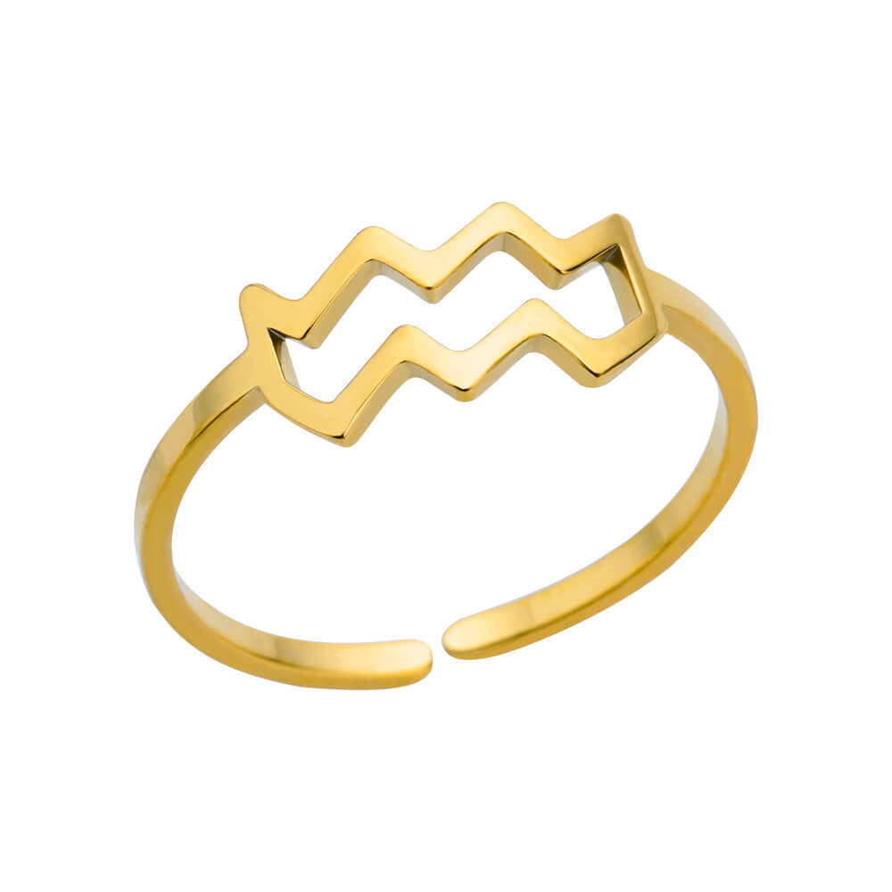 Steel Constellation Twee Symbol Birthstone Open Rings