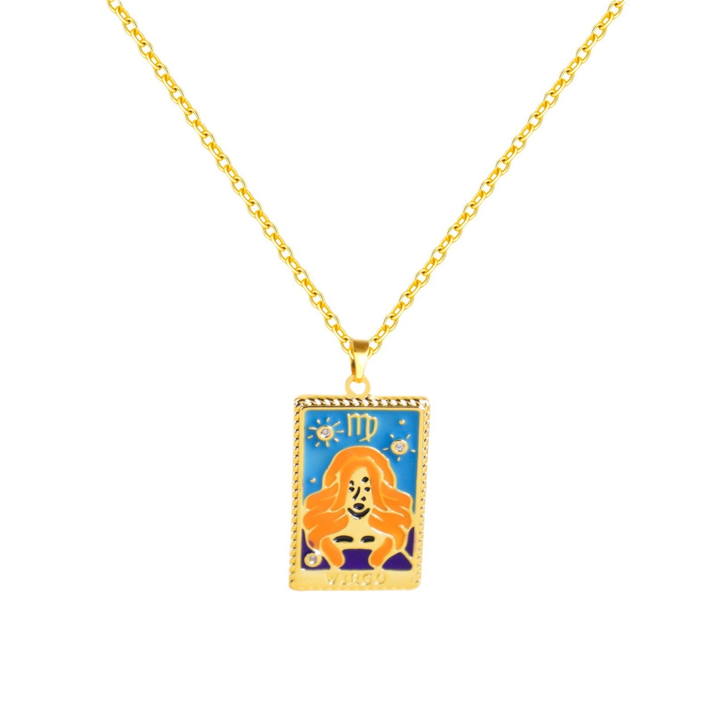 Drop Oil Relief Square Plate Female Minority Necklaces