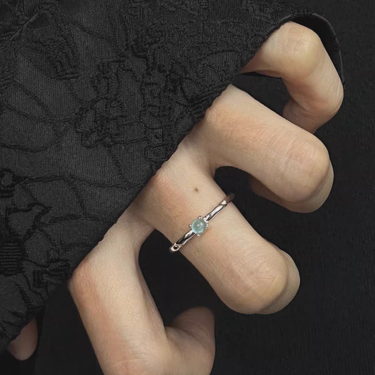 Starfish Shell Female Style Design Mori Blue Open Index Finger Ring