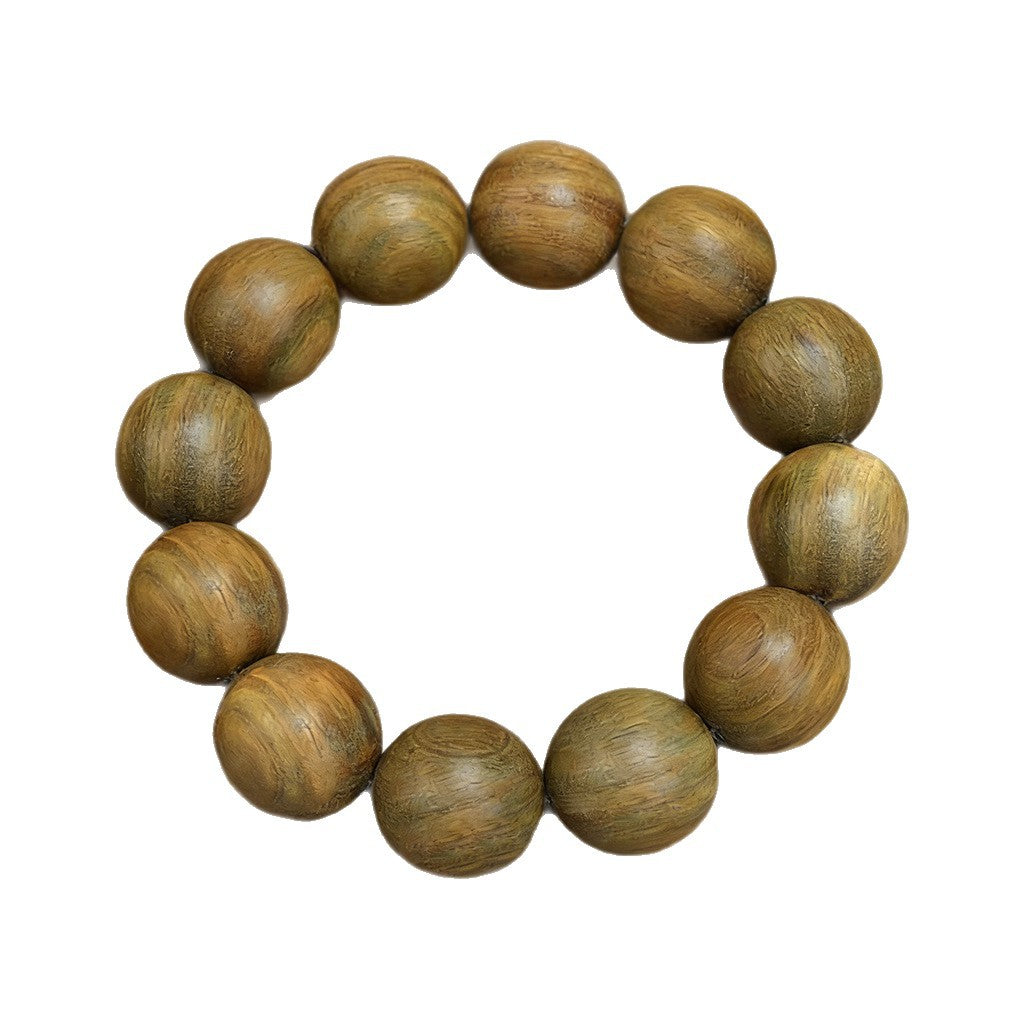 Women's & Men's Green Sandalwood Natural Log Submerged Buddha Beads Ethnic Retro Style Bracelet