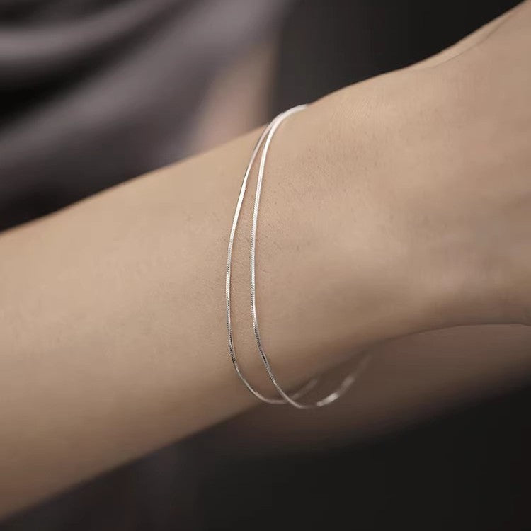 Women's Sier Snake Bones Chain Thin Design Simple Light Luxury Exquisite Bracelet