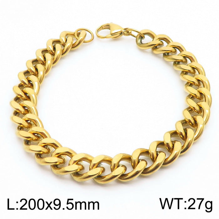 Men's Fashion Side Flat Chain Stainless Steel Bracelets