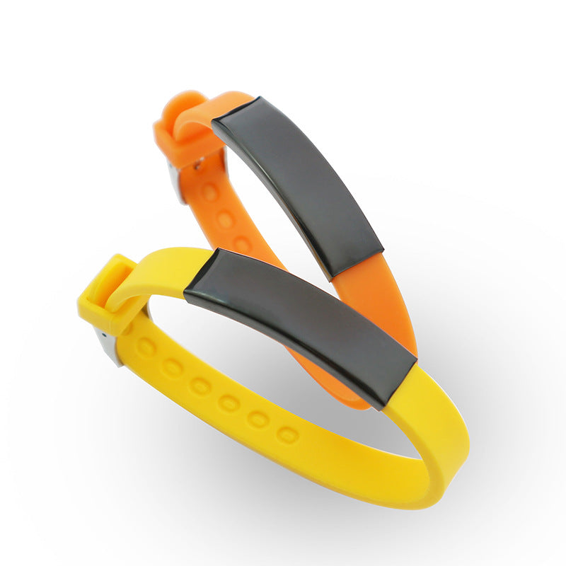 Soft Silicone Wristband Fashion Simple Couple Can Carve Writing Stainless Bracelet