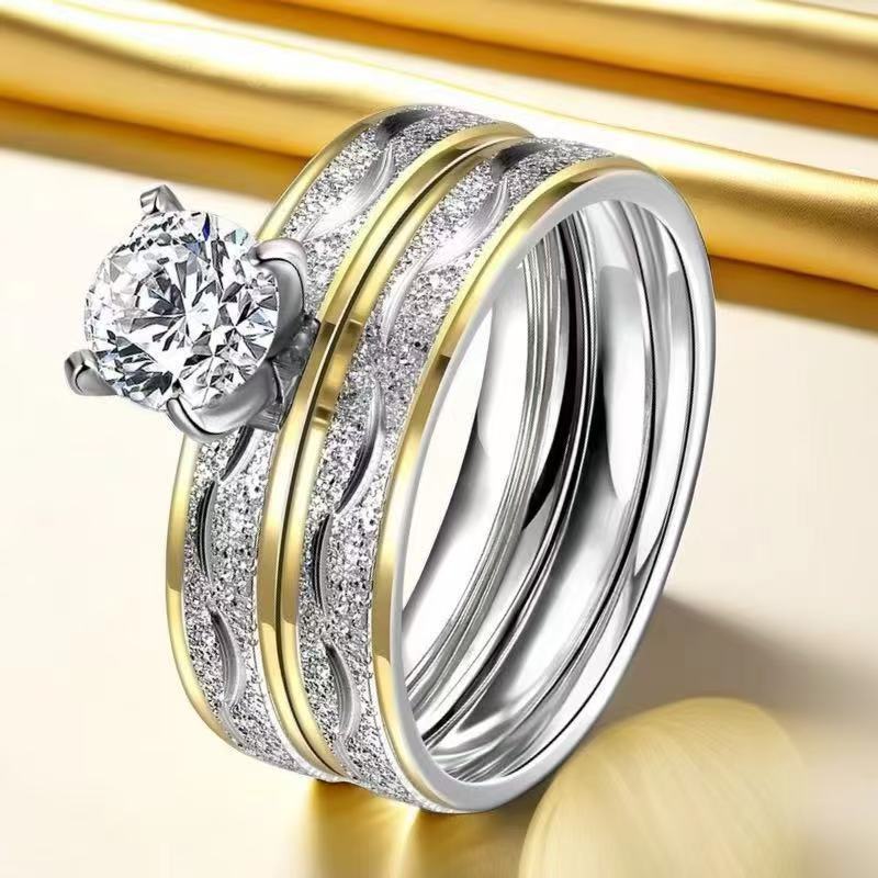 Steel Couple Pairs Of Wind Diamond Niche Simple Rings