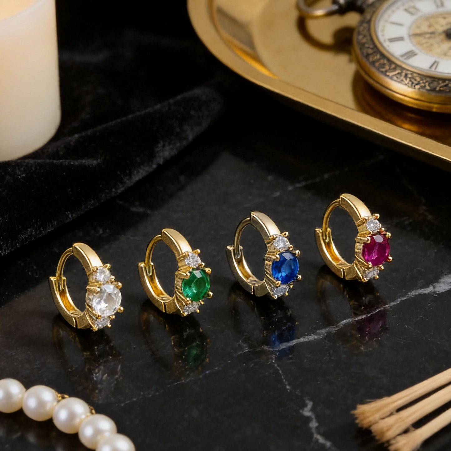 Women's Simple Color Zircon Clip Exquisite High-grade Earrings