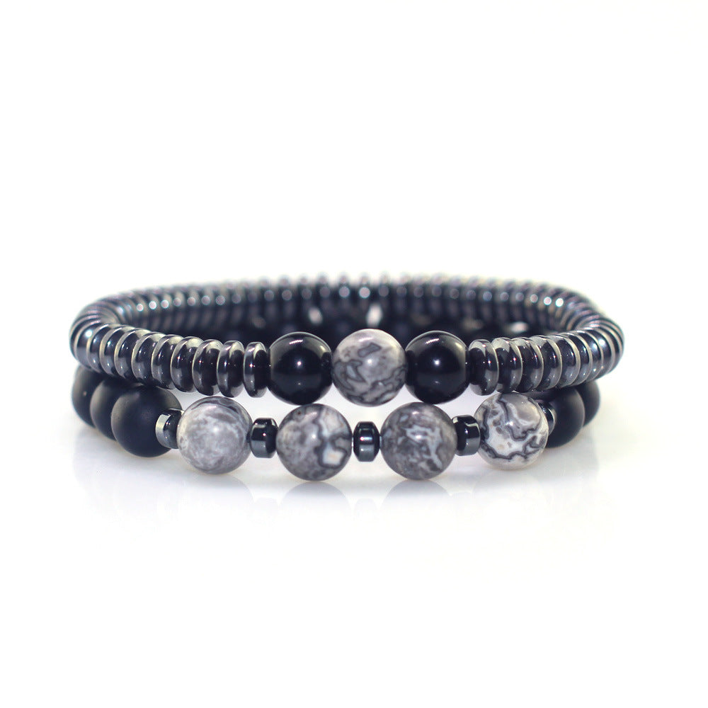 Frosted Black Agate Tiger Eye Meeting Bracelets