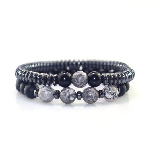 Frosted Black Agate Tiger Eye Meeting Bracelets