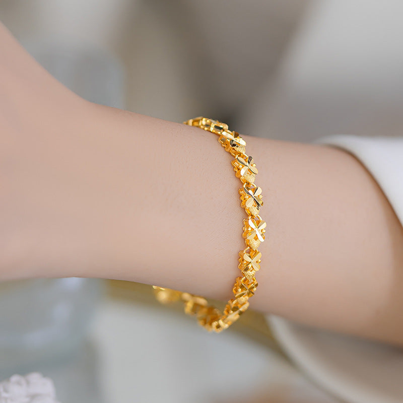 Niche Alluvial Gold Four-leaf Clover Copper Plated No Bracelet