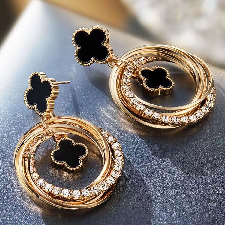 Drop Oil Clover Korean Style Temperament Earrings