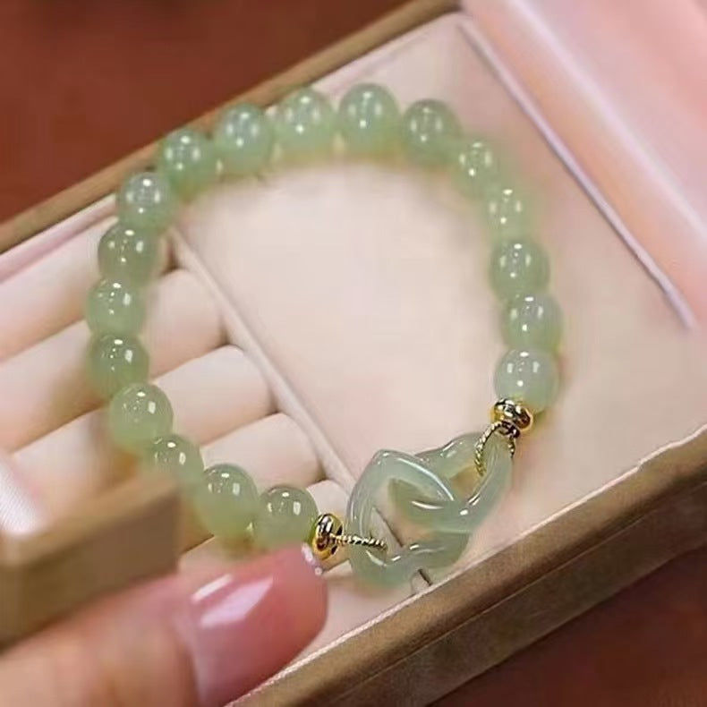 Women's Interlocking Chinese Style Design Love Peace Buckle High Bracelet