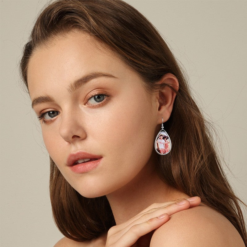 Heart-shaped Round Water Drop Triangle Square Blank Earrings