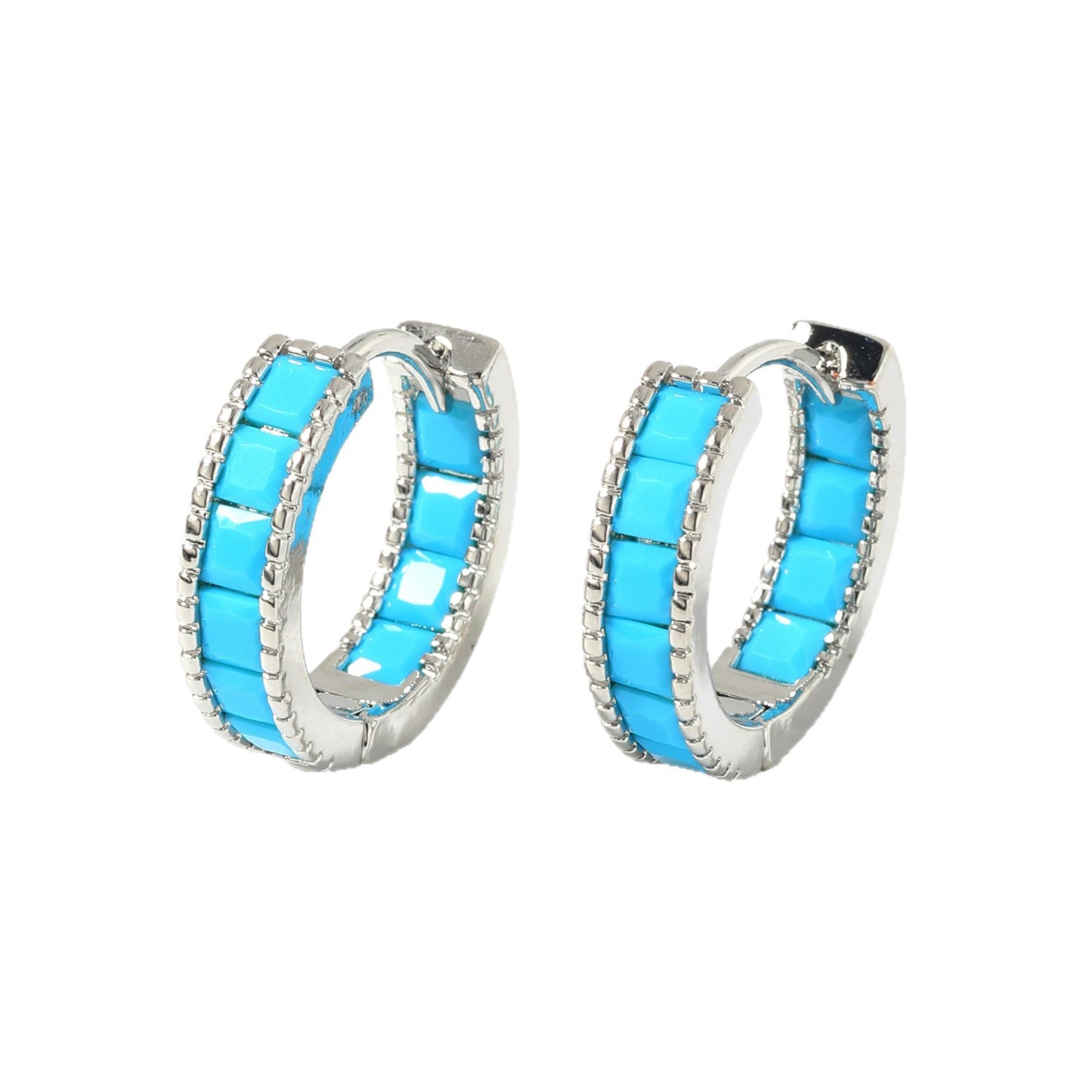 Color Square Zircon Shaped Clip Optional Fashion Full Diamond Ear Buckle