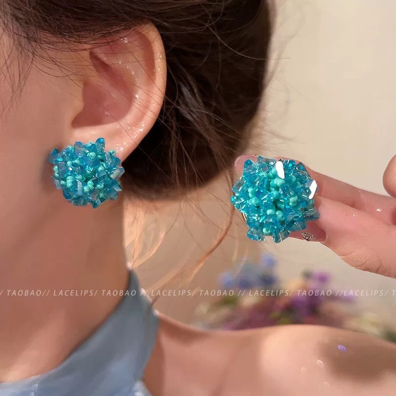 Women's Blue Flower For Spring Light Luxury High-grade Niche Stud Earrings