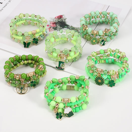 Irish St. Day Clover Four-leaf Butterfly Bracelets