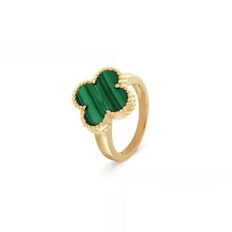 Gold High Version November's Clover Rose Natural Fritillary Full Diamond Rings