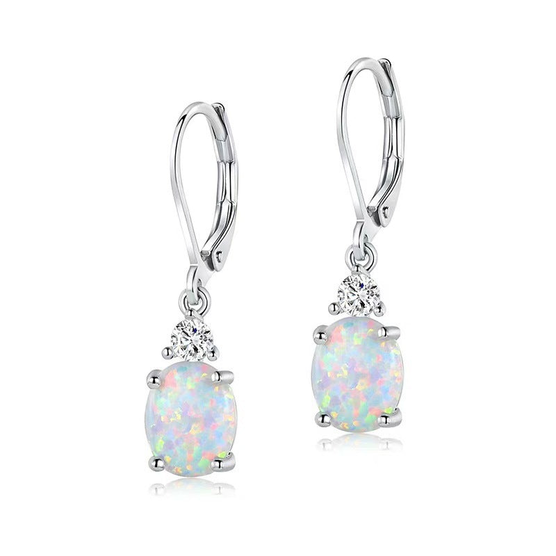 Opal Oval Big Diamond Ear Drops Personalized Earrings