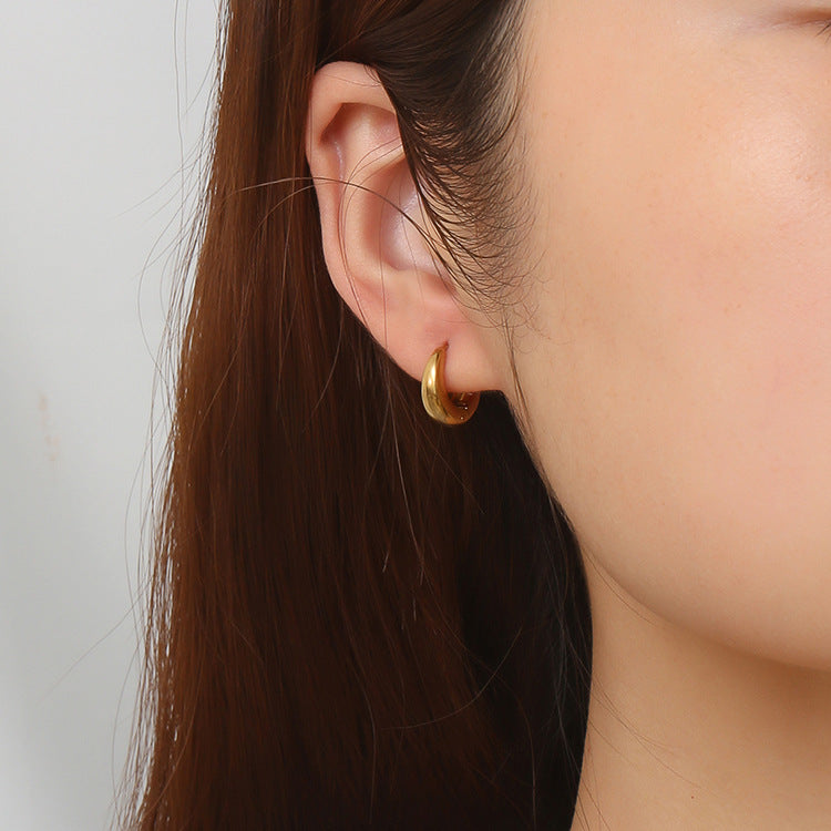 Stainless Steel Round Arc Surface Clip Simple Ear Buckle