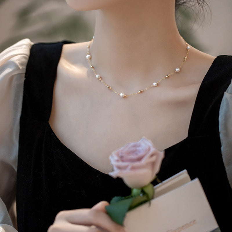 Pearl Gold Electroplated Clavicle Chain Simple Necklaces