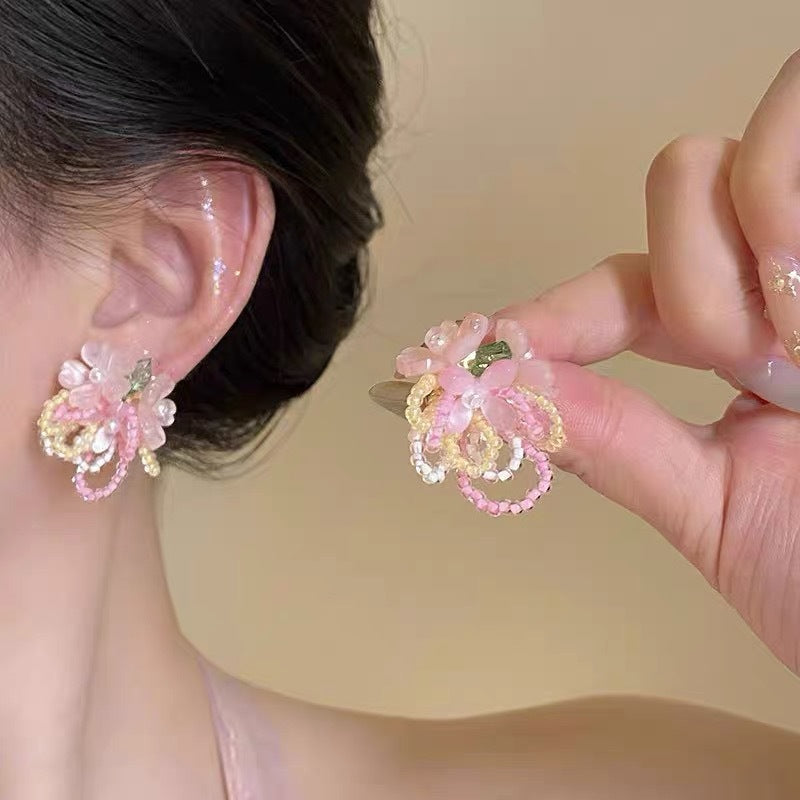 Seaside Vacation Style Flower Tassel Female Atmosphere Fairy Beaded Rings