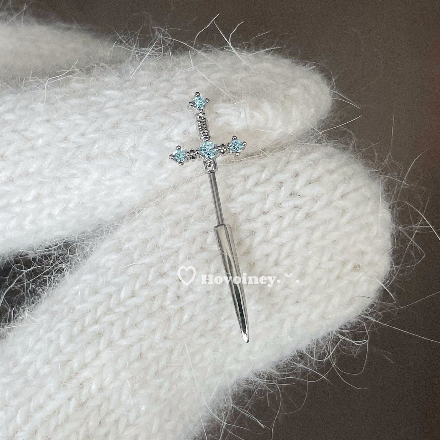 Sword Devil Nail Thin Rod Personality Sweet Cool Ear Wheel Stud Earrings