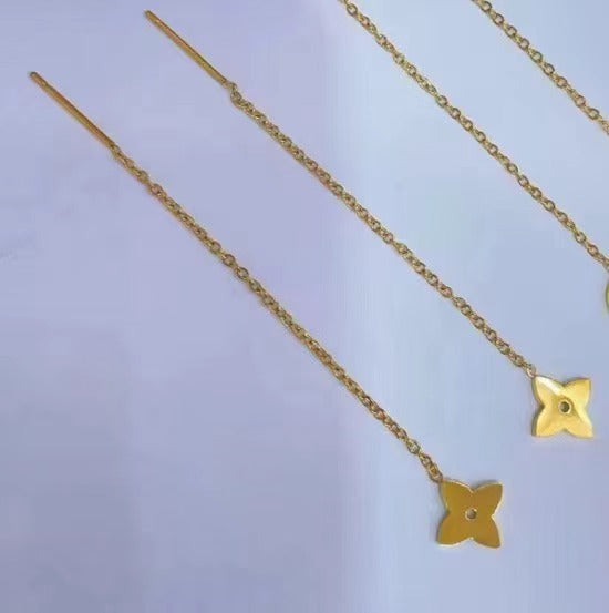 Women's Tassel Titanium Steel Light Luxury Temperament Long Ear Line