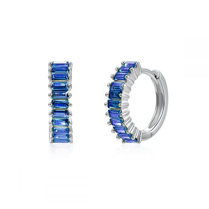 Square Zircon Circle Ear Clip Female Simple Elegant Earrings