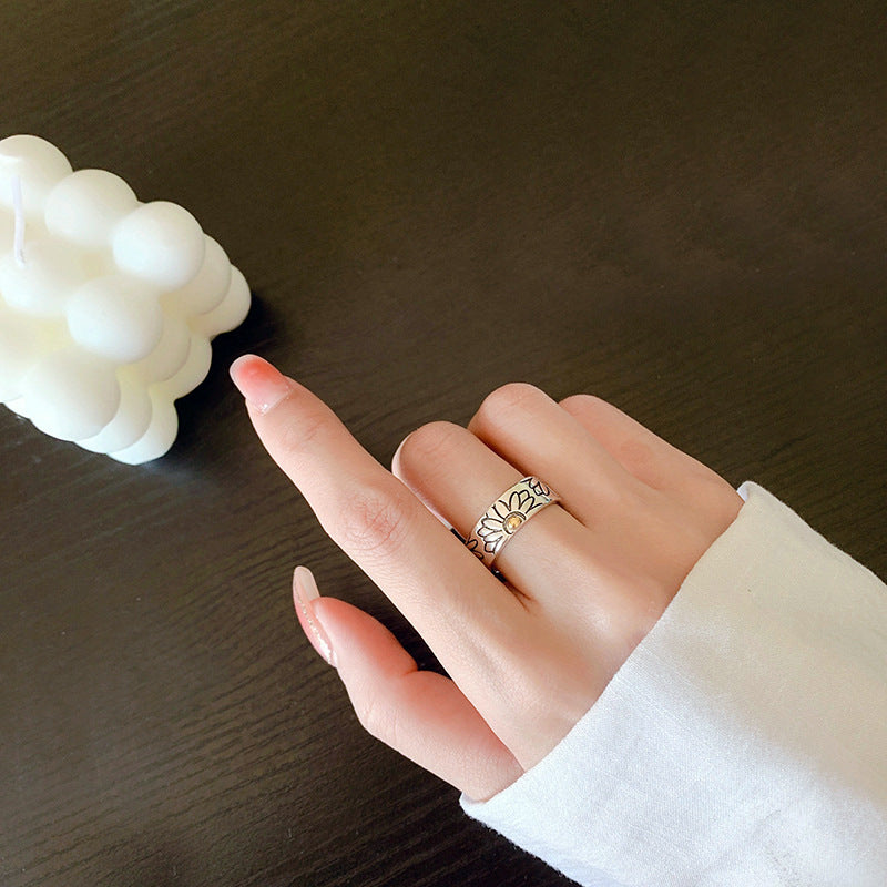Sweet Flower Open Personality Fashion Design Temperament Rings
