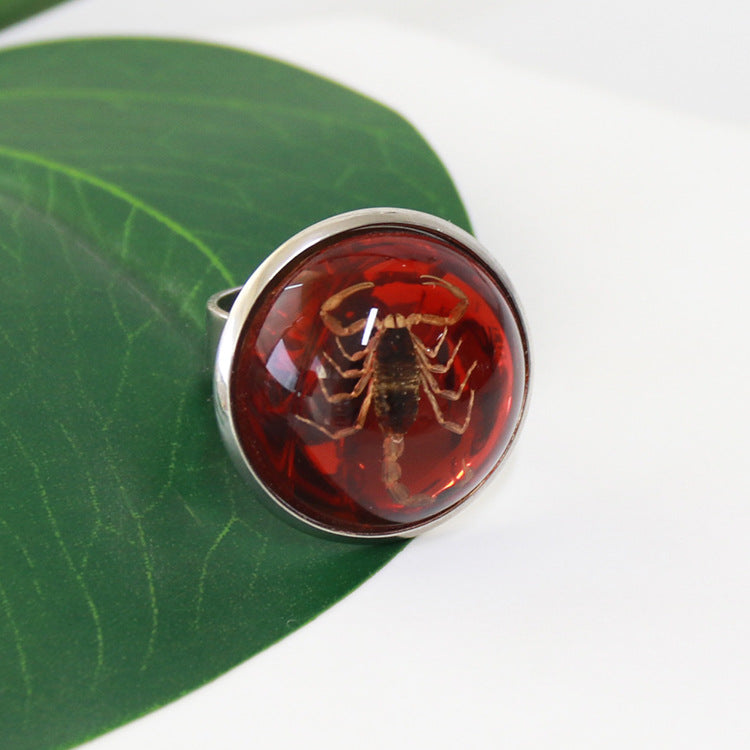 Scorpion Amber Color Rounding Bottom Fashion Rings