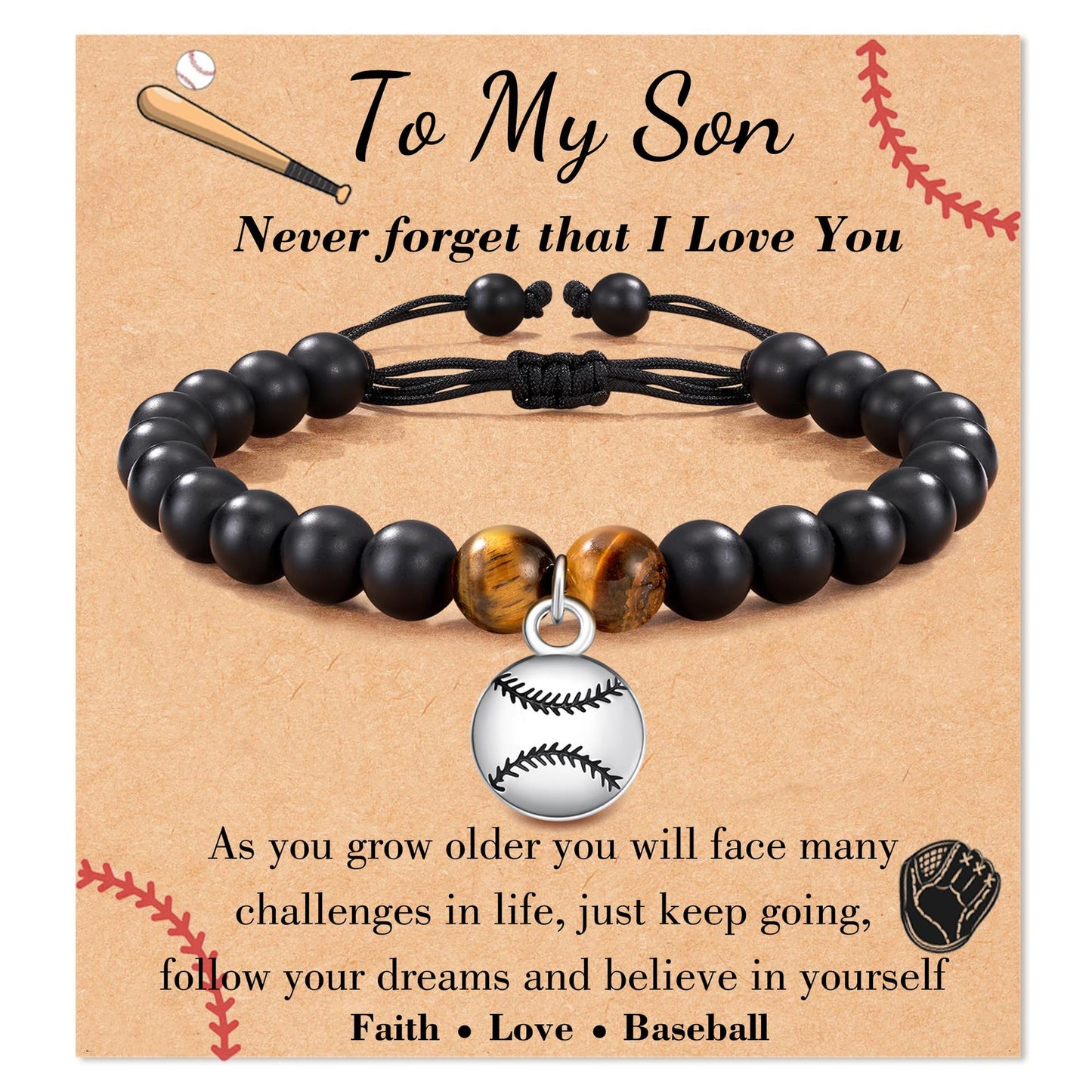 Baseball Basketball Volleyball Black Frosted Tigereye Bracelets