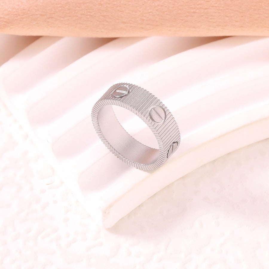 Women's & Men's Screw For Couple Simple Gear Pattern Stainless Rings