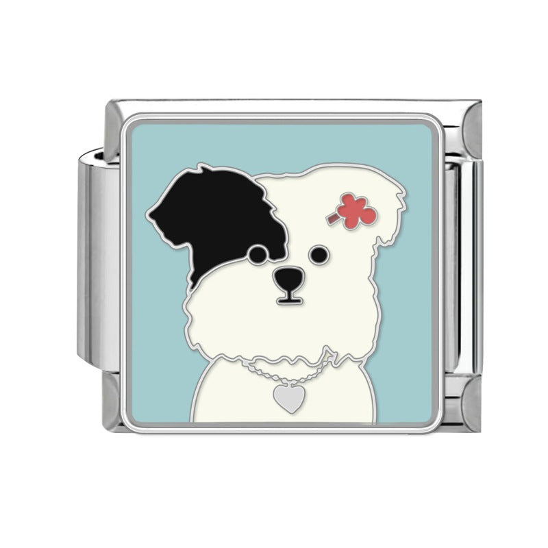 Cute Pet Dog Italian Module Stainless Steel Bracelet