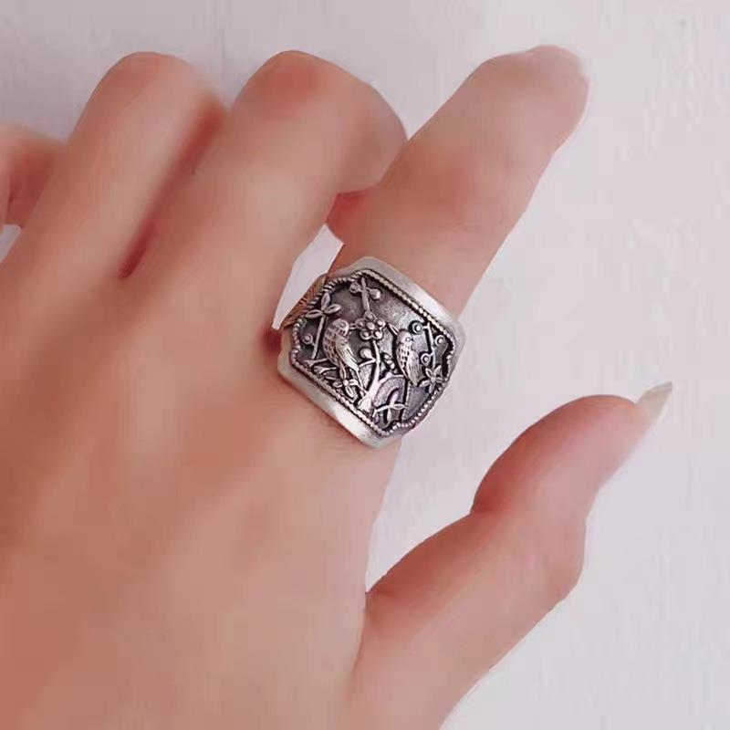Magpie Wide Open Adjustable Female National Fashion Ethnic Epoxy Rings