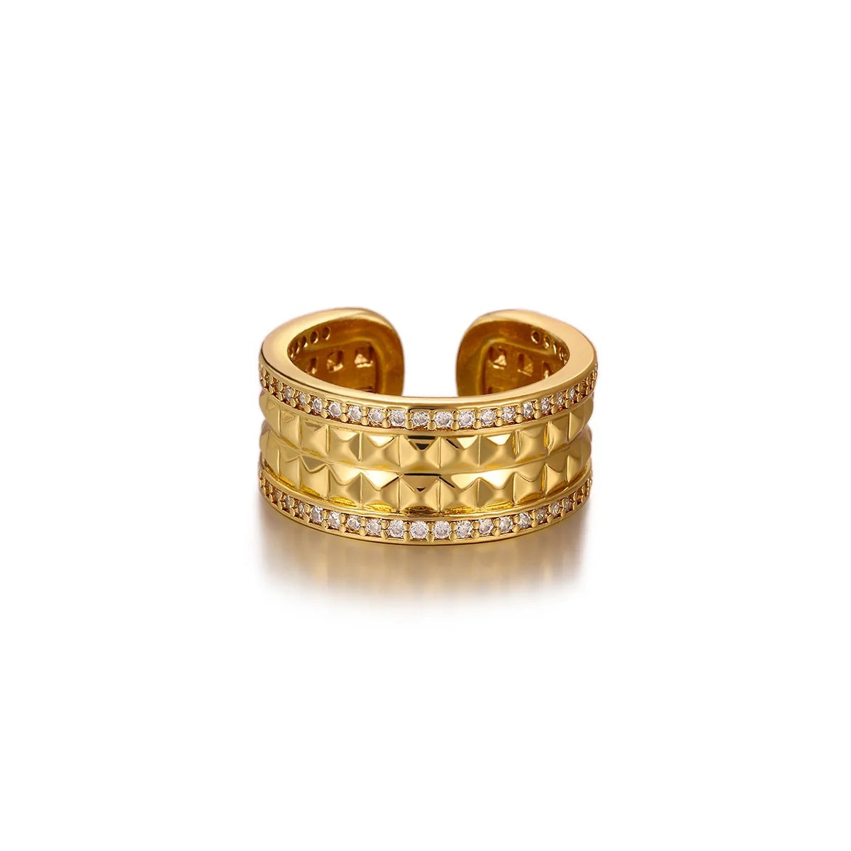 Luxury Geometric Inlaid Zircon Open Niche Trendy Ring