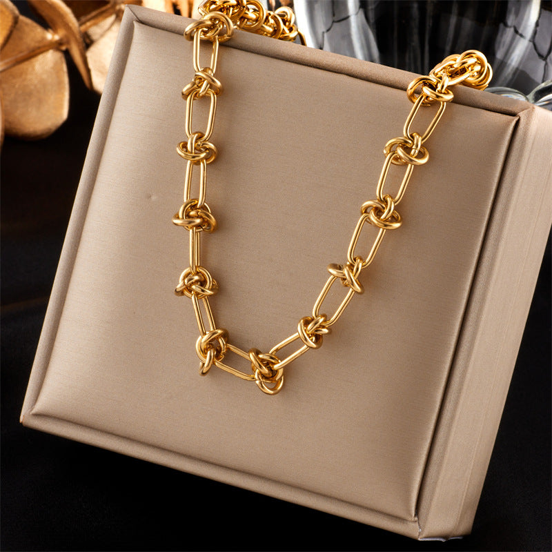 Hop Street Style Knotted Simple Pure Titanium Steel Exaggerated Necklaces
