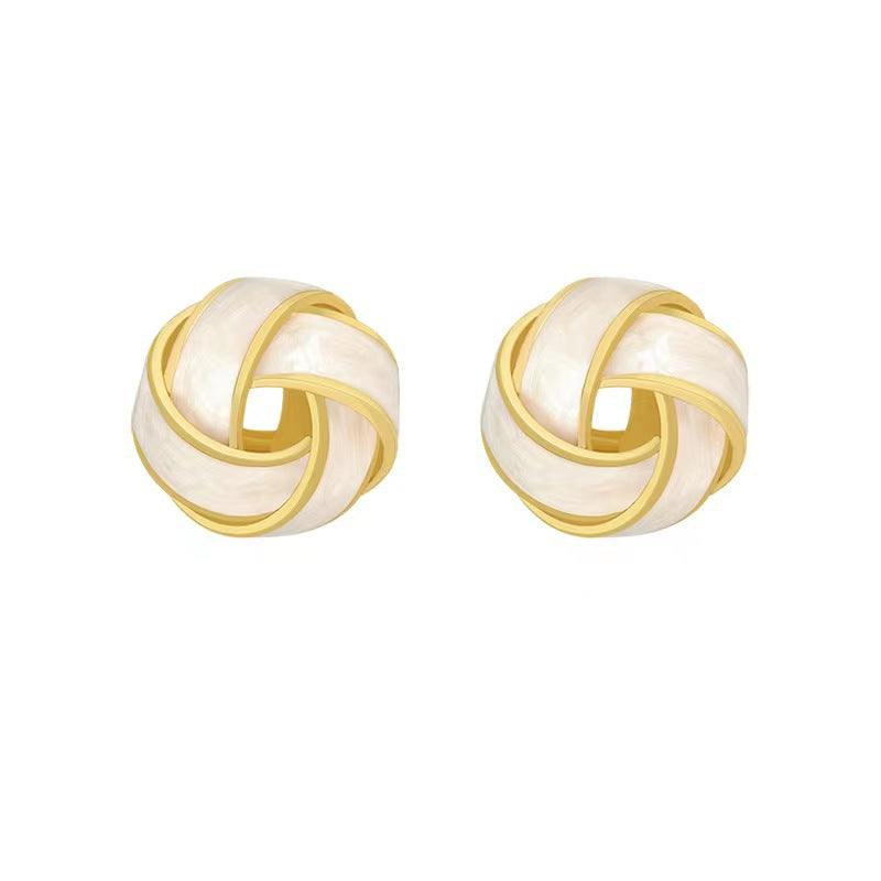 Women's Needle Simple Geometric Woven Ball Graceful Petite Earrings