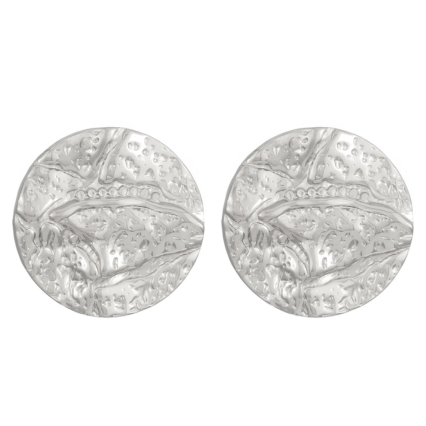 Retro Stainless Steel Round Pleated Pattern Vein Gold Earrings