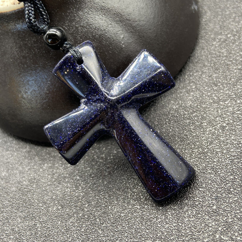 Stone Christmas Gift Agate Woven Cross Sweater Pendants