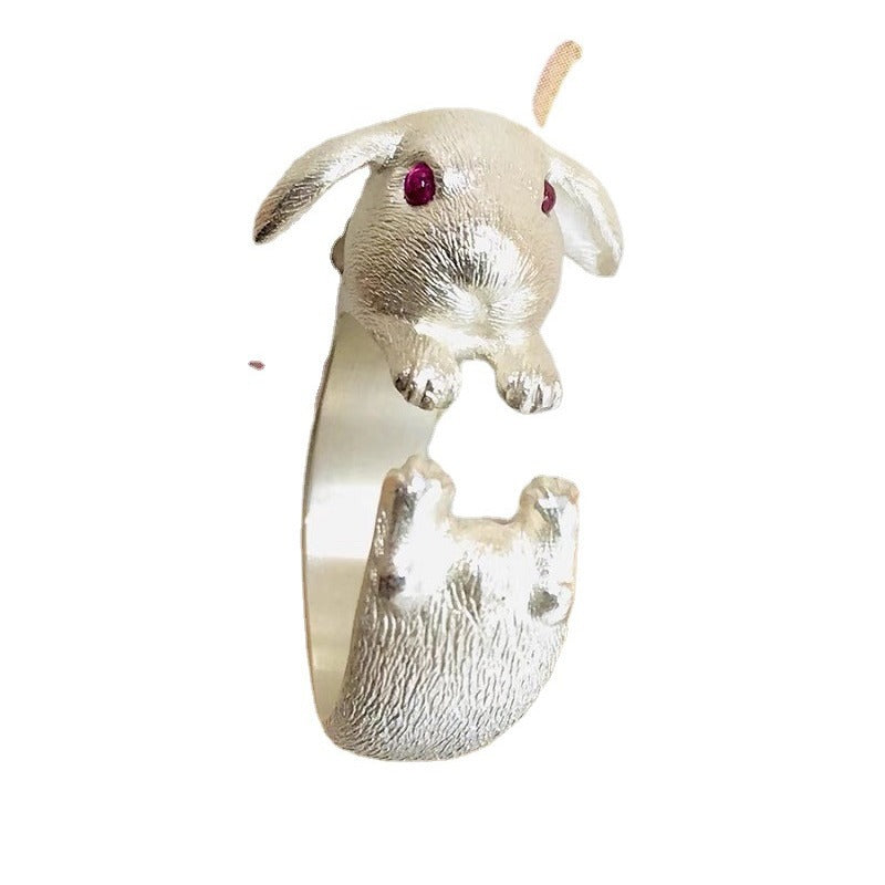Bunny Open Female Cartoon Animal Zodiac Red Eyes Rings
