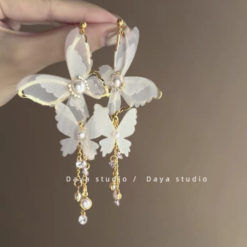 Needle Raffia Fabric White Flower Light Luxury Rings