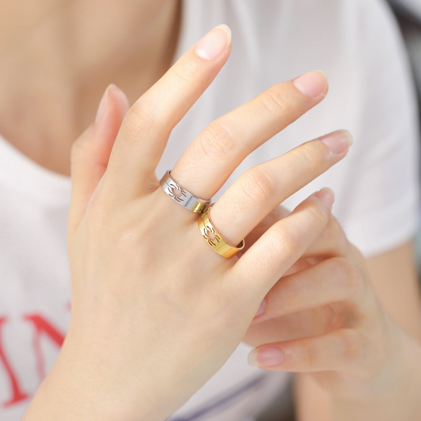 Titanium Steel Male Female Personality Hollow Spider Ring