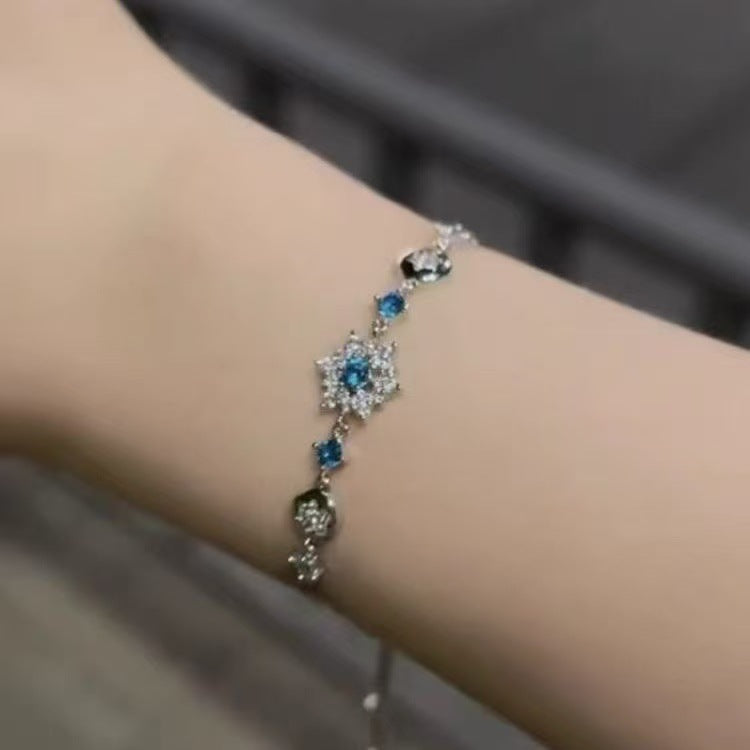 Feeling Super Flash Blue Snowflake Female Design Sense Good-looking Versatile Bracelet