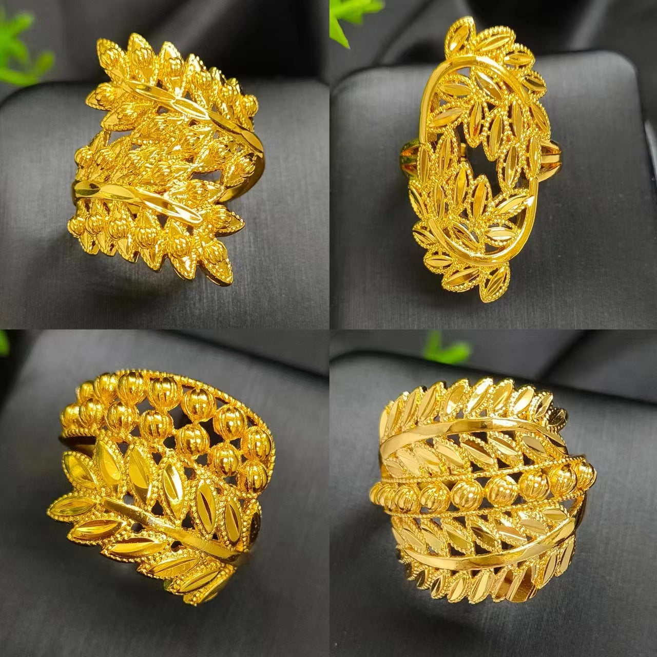 Women's Gold-plated Wheat Index Finger Does Not Fade Design Copper Ring