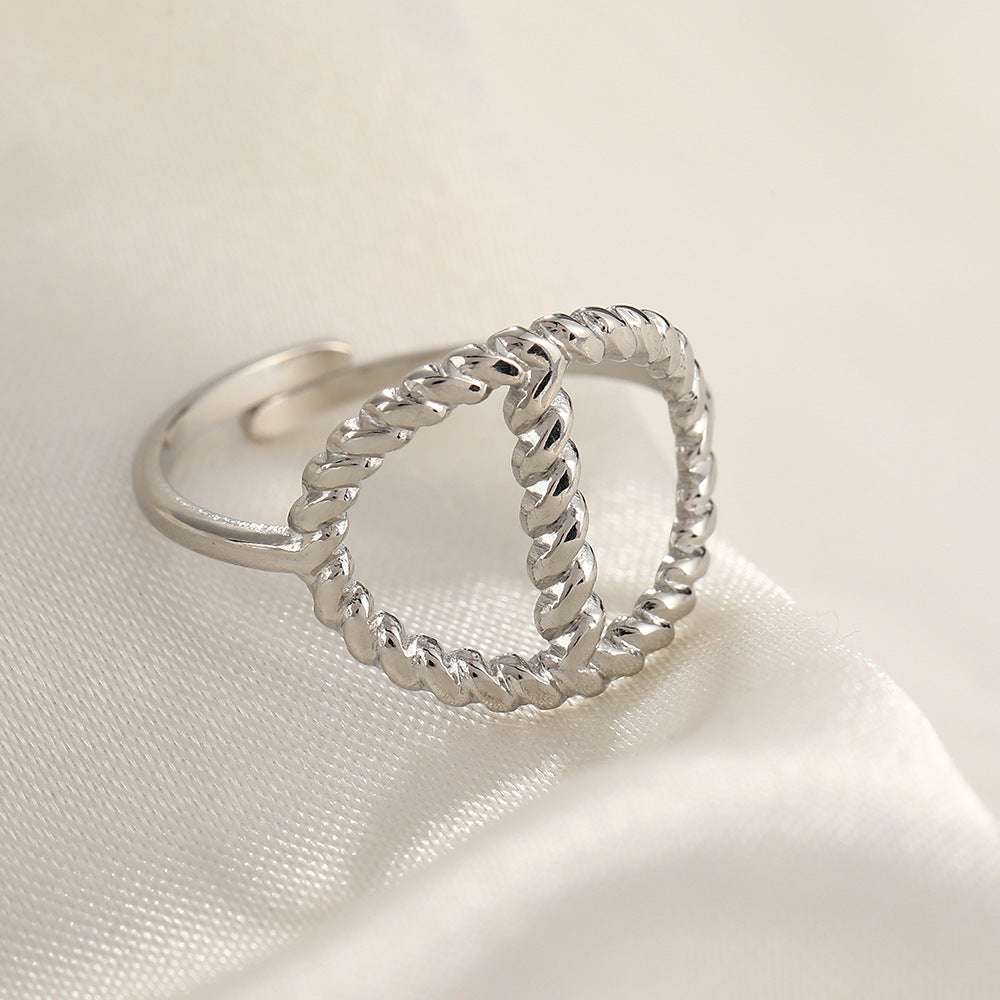 French Style Open Mouth Cold Stainless Steel Personality Special Interest Ring