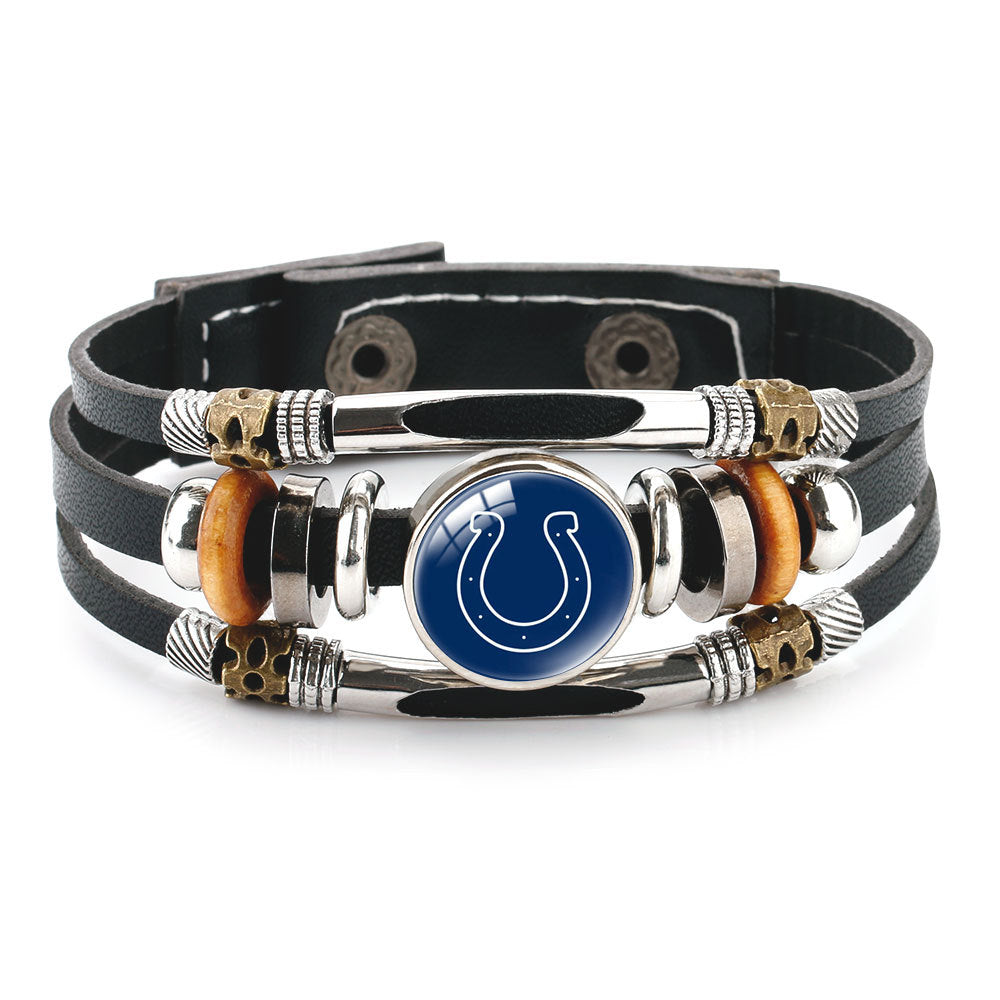 Genuine Leather Hand Professional Rugby League Team Time Stone Bracelet