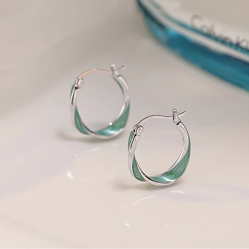 Women's Mobius Irregular Retro High-grade Style Epoxy Stud Earrings